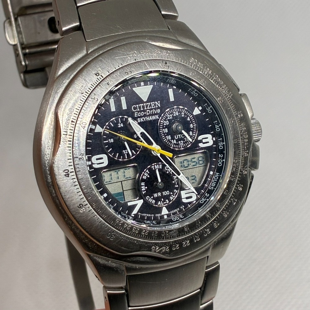 Citizen Skyhawk C651 Eco-Drive Solar Mens Watch - NEW CAPACITOR & CRYSTAL!